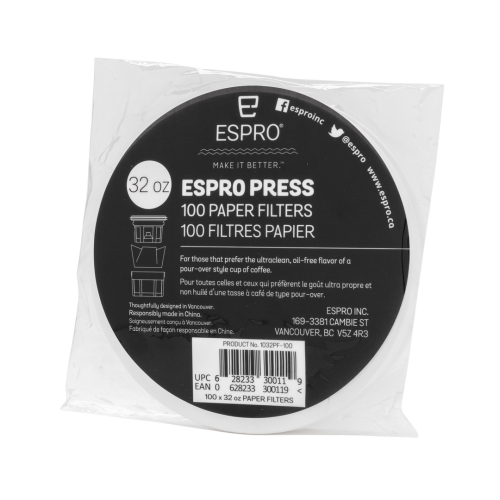 Papirfilter til fransk presse 32 oz, 100 pakker - Espro