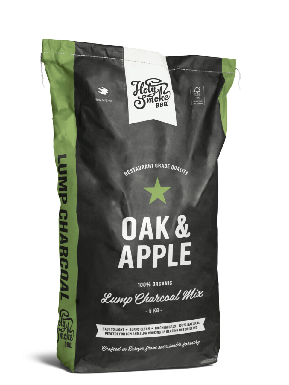 Premium Lump Charcoal, OAK/APPLE, 5 kg - Holy Smoke BBQ i gruppen Grill, komfurer & ovne / Grillkul og briketter / trækul hos The Kitchen Lab (1282-28919)